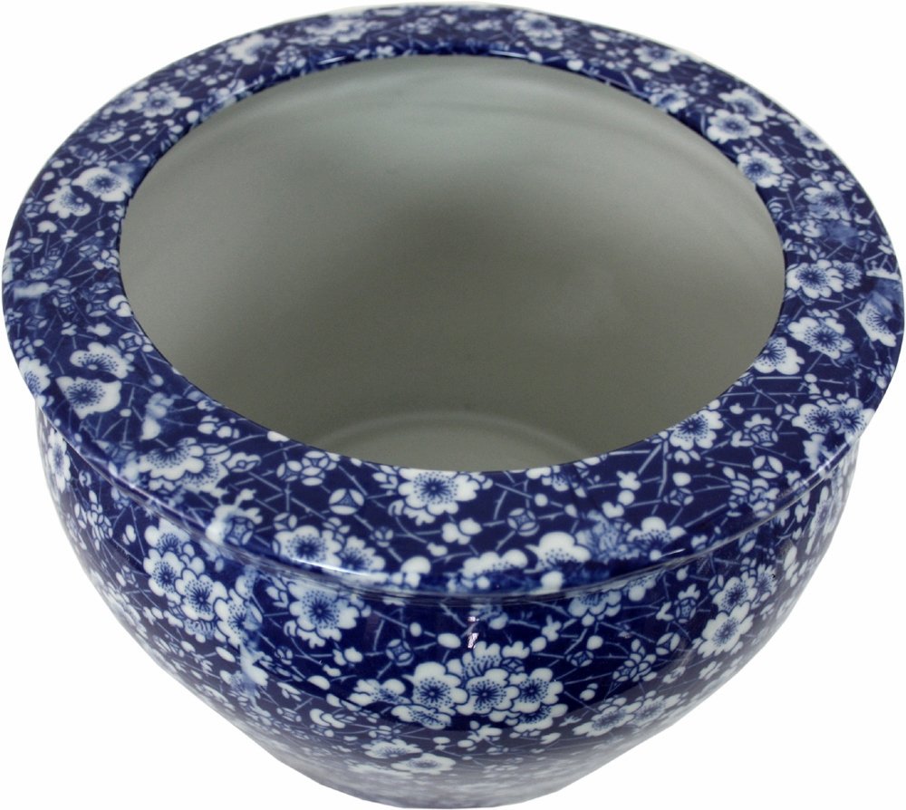 Ceramic Pot Navy & White Daisies Design