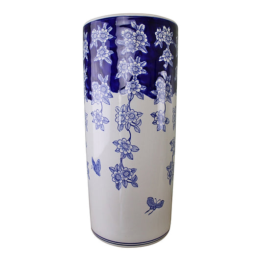 umbrella-stand-vintage-blue-white-flowers-and-butterfly-design
