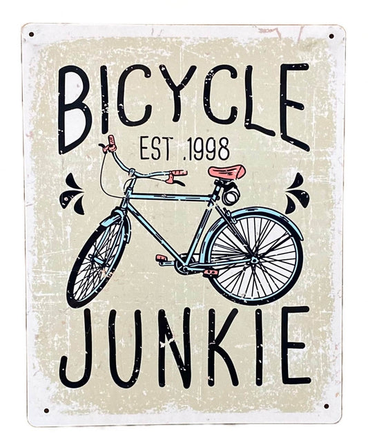 metal-sign-plaque-bicycle-junkie-bike