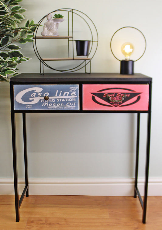 black-console-table-with-2-drawers-retro-design-to-drawers