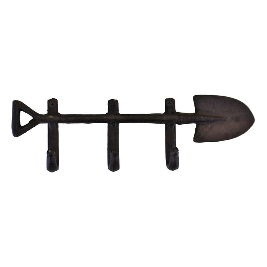 rustic-cast-iron-wall-hooks-garden-spade-design-with-3-hooks