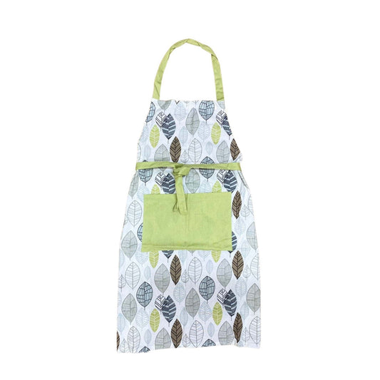 kitchen-apron-with-contemporary-green-leaf-print-design