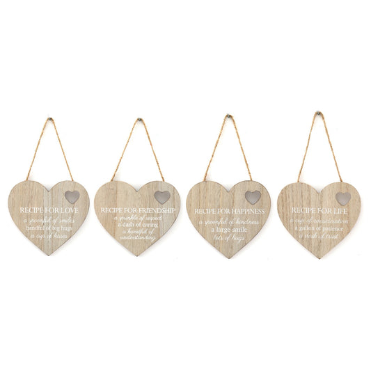 set-of-4-wood-hanging-white-etched-life-recipe-heart-plaque