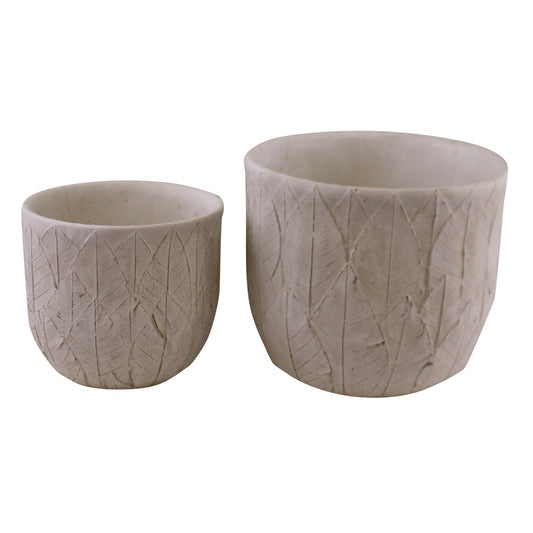 set-of-2-cement-embossed-leaf-planters
