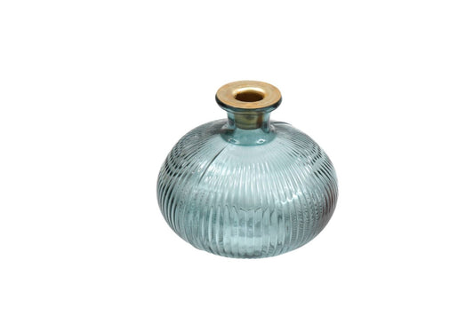 blue-ribbed-glass-candle-holder
