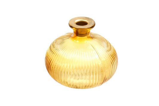 yellow-ribbed-glass-candle-holder